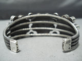 One Of The Best Vintage Native American Navajo Turquoise Coiled Sterling Silver Heavy Bracelet-Nativo Arts