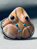 Ben Begaye (d.) Unique Native American Navajo Shell Sterling Silver Frog Ring-Nativo Arts