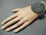 Early Huge Vintage Zuni Native American Navajo Turquoise Sterling Silver Cluster Bracelet-Nativo Arts