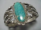 Early 1900's Vintage Native American Navajo Cerrillos Turquoise Sterling Silver Bracelet Old-Nativo Arts