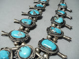 Women's Vintage Native American Navajo Blue Turquoise Sterling Silver Squash Blossom Necklace-Nativo Arts