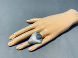 Exceptional Vintage Native American Navajo Kingman Turquoise Sterling Silver Ring-Nativo Arts
