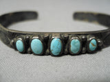 Early 1900's Vintage Native American Navajo Early Carico Lake Turquoise Sterling Silver Bracelet-Nativo Arts