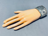 Desert Mountains Vintage Native American Navajo Turquoise Inlay Sterling Silver Bracelet-Nativo Arts