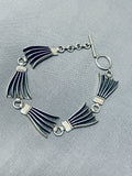 Fascinating Native American Navajo Signed Sterling Silver Linked Fans Bracelet-Nativo Arts
