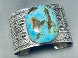 Wide Rare Easter Blue Turquoise Native American Sterling Silver Bracelet-Nativo Arts