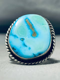 Eye Catching Vintage Native American Navajo Turquoise Sterling Silver Leaf Ring-Nativo Arts