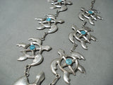 Important Betsoi Family Vintage Native American Navajo Turtle Turquoise Sterling Silver Necklace-Nativo Arts