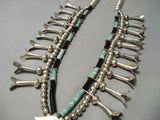 Rare! Vintage Native American Navajo Turquoise Heishi Sterling Silver Squash Blossom Necklace-Nativo Arts