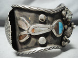 Authentic Museum Vintage Native American Navajo Turquoise Inlay Sterling Silver Bracelet-Nativo Arts