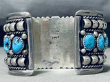 Dynamic Vintage Native American Navajo Kingman Turquoise Sterling Silver Bracelet Signed-Nativo Arts