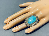 Sensational Vintage Native American Navajo Kingman Turquoise Sterling Silver Star Ring-Nativo Arts