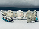 Fascinating Vintage Native American Navajo Turquoise Sterling Silver Link Bracelet-Nativo Arts