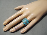 Museum Vintage Native American Zuni Dishta Turquoise Sterling Silver Ring Old-Nativo Arts