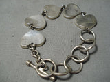 Marv Francis Vintage Native American Navajo Turquoise Sterling Silver Heart Bracelet Old-Nativo Arts