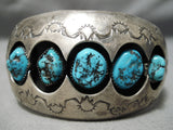 Advanced Silver Work Vintage Native American Navajo Turquoise 3d Sterling Silver Bracelet Old-Nativo Arts