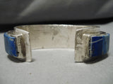 One Of The Best Vintage Native American Navajo Lapis Inlay Sterling Silver Bracelet Old-Nativo Arts