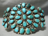 Statement Vintage Native American Navajo Turquoise Cluster Authentic Sterling Silver Bracelet-Nativo Arts