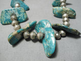 One Of The Best Vintage Native American Navajo Turquoise Tab Sterling Silver Necklace Old-Nativo Arts