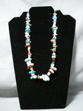 Native American Impressive Vintage Santo Domingo Turquoise Sterling Silver Necklace Old-Nativo Arts
