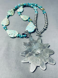 Turquoise Sun Longer Native American Navajo 34 Inch Sterling Silver Necklace-Nativo Arts