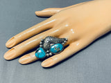 Tremdendous Vintage Native American Navajo Kingman Turquoise Sterling Silver Ring-Nativo Arts