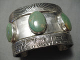Magnificent 212 Grams Native American Green Turquoise Sterling Silver Bracelet-Nativo Arts