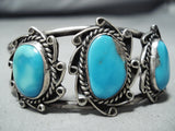 Superior Vintage Native American Navajo Bisbee Turquoise Sterling Silver Bracelet Old-Nativo Arts