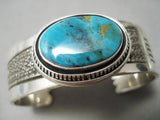 Important Leo Nez Vintage Native American Navajo Turquoise Mountain Sterling Silver Bracelet-Nativo Arts