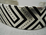 Impressive Vintage Native American Navajo Deep Carved Rivers Sterling Silver Bracelet-Nativo Arts
