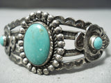 Early 1900's Vintage Native American Navajo Cerrillos Turquoise Sterling Silver Bracelet Old-Nativo Arts
