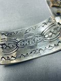 Weighty Powerful Native American Navajo Sterling Silver Gold Bracelet Cuff-Nativo Arts