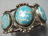 One Of Best Vintage Native American Navajo Gilber Turquoise Sterling Silver Bracelet-Nativo Arts