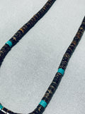 Native American Awesome Vintage Santo Domingo Turquoise Dark Brown Heishi Necklace-Nativo Arts