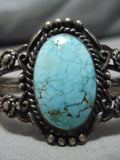 Early 1900's Vintage Native American Navajo Lone Mountain Turquoise Sterling Silver Bracelet-Nativo Arts