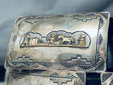 Native American Huge Detailed Vintage Gold Sterling Silver Signed Hand Tooled Concho Belt-Nativo Arts