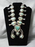 Museum Vintage Native American Navajo Royston Turquoise Sterling Silver Squash Blossom Necklace-Nativo Arts