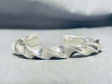 Heavy Hand Twisted Native American Navajo Wired Sterling Silver Bracelet Cuff-Nativo Arts