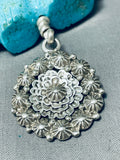 Important Vintage Native American Navajo Turquoise Rabbit Sterling Silver Necklace-Nativo Arts