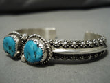 Intense Turquoise Vintage Native American Navajo Tahe Sterling Silver Bracelet Cuff-Nativo Arts