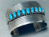 Fabulous Vintage Native American Navajo Sleeping Beauty Turquoise Sterling Silver Bracelet-Nativo Arts