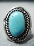 Stunning Vintage Navajo Native American Turquoise Sterling Silver Ring Old-Nativo Arts