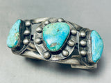 Thicker Museum Vintage Native American Navajo Aqua Turquoise Sterling Silver Bracelet-Nativo Arts