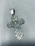 Marvelous Native American Navajo Sterling Silver Cross Necklace-Nativo Arts