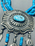 One Of The Most Unique Vintage Native American Navajo Concho Turquoise Sterling Silver Necklace-Nativo Arts