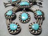 Heavy Vintage Native American Navajo Turquoise Sterling Silver Squash Blossom Necklace-Nativo Arts