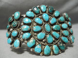 Statement Vintage Native American Navajo Turquoise Cluster Authentic Sterling Silver Bracelet-Nativo Arts