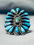 Enormous Vintage Native American Zuni Turquoise Cluster Sterling Silver Ring-Nativo Arts