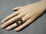 Marvelous Navajo Coral Sterling Silver Heart Ring Native American-Nativo Arts