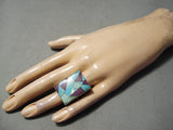 Astonishing Modern Native American Navajo Turquoise Inlay Sterling Silver Ring-Nativo Arts